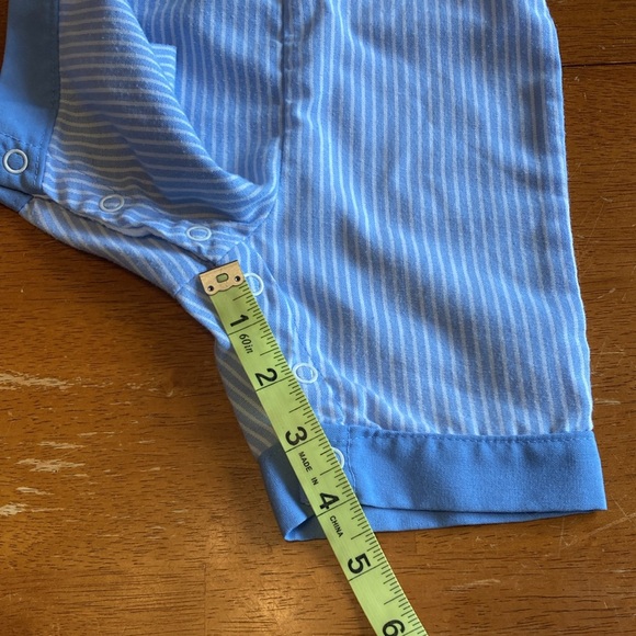 Vintage Disney Kids Baby Size Newborn Infant Blue White Striped Overalls Boats - Picture 10 of 10